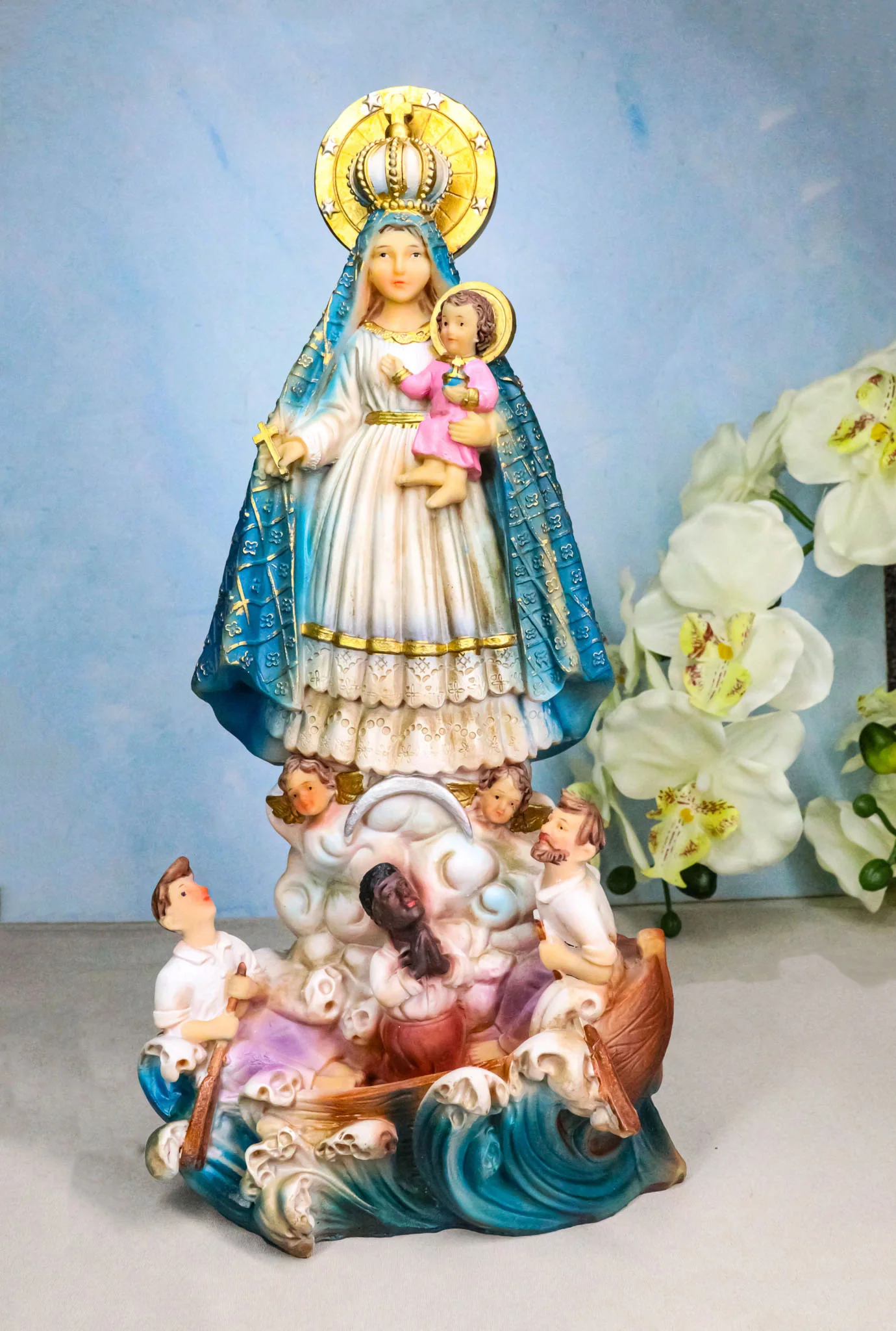 La Virgen de la Caridad Virgin Mary Our Lady of Charity of El Cobre Figurine 12" - Image 8