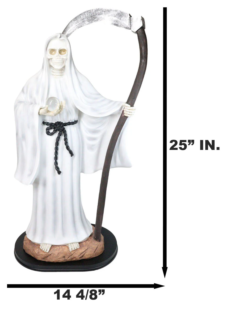 Large 2 Feet Tall Holy Death Santa Muerte Holding Scythe In White Robe Statue - Image 2