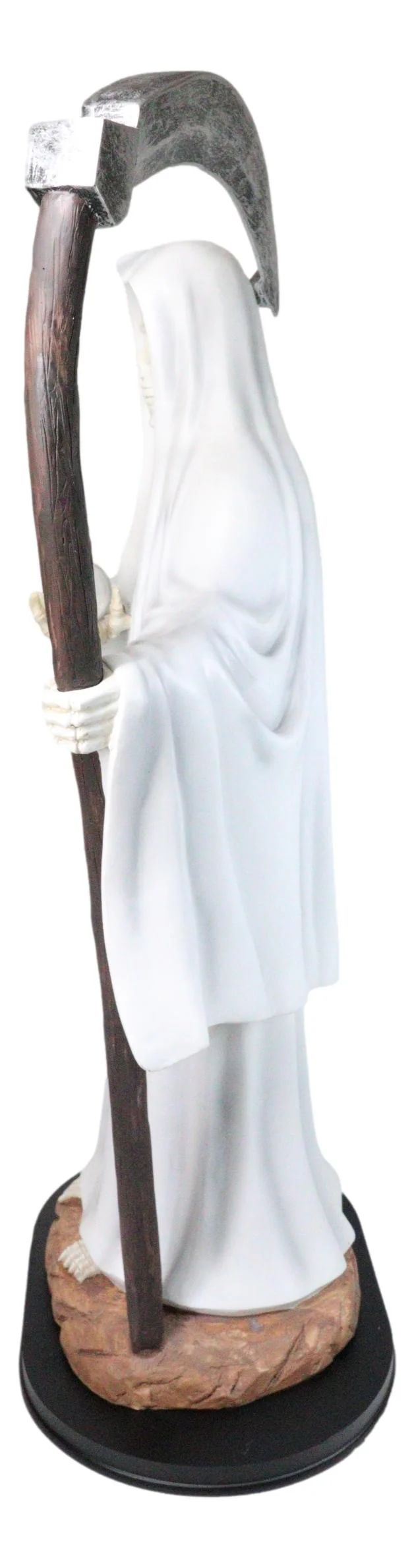 Large 2 Feet Tall Holy Death Santa Muerte Holding Scythe In White Robe Statue - Image 4