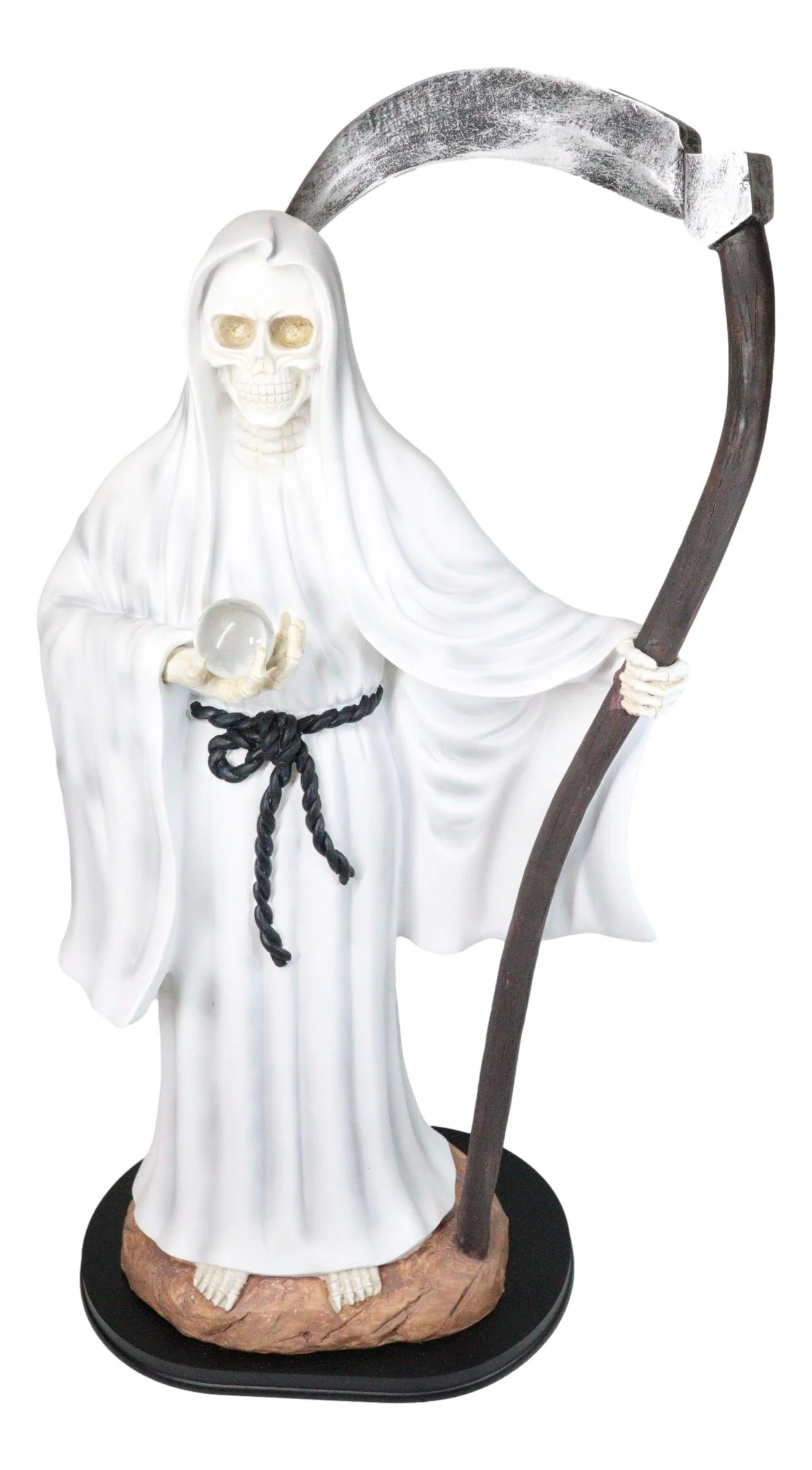 Large 2 Feet Tall Holy Death Santa Muerte Holding Scythe In White Robe Statue - Image 5
