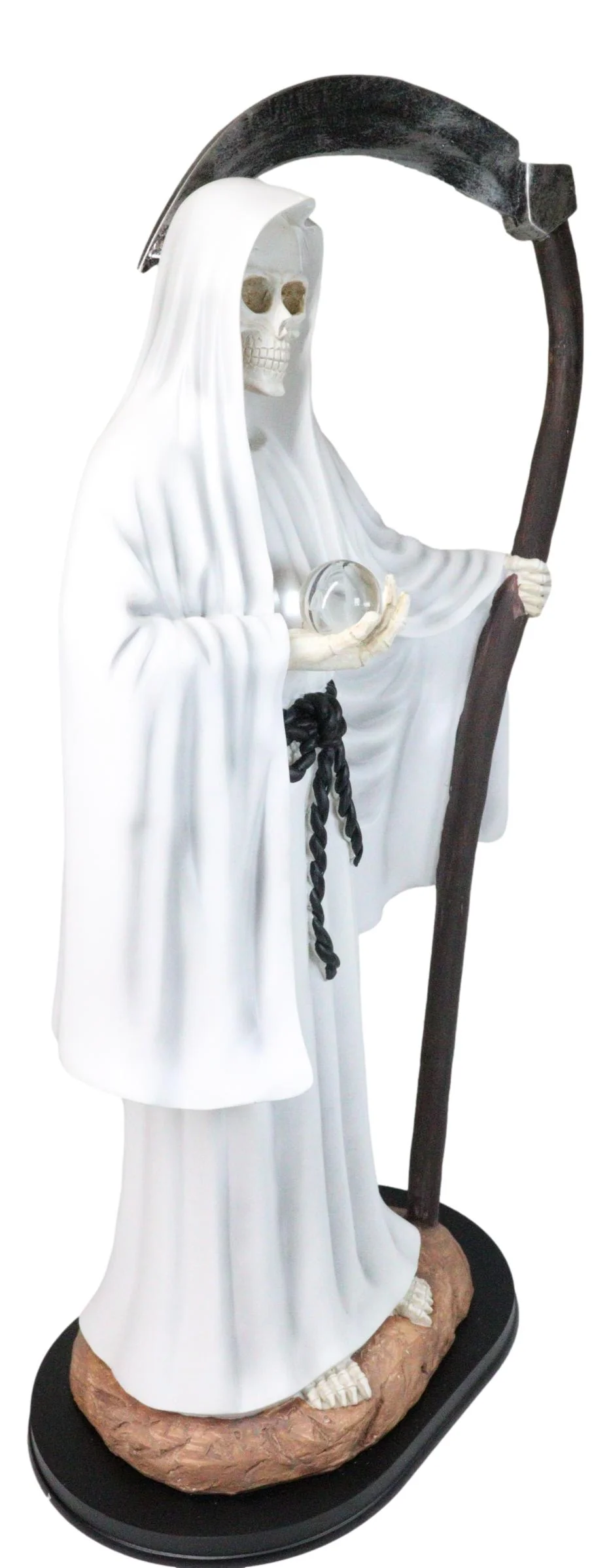 Large 2 Feet Tall Holy Death Santa Muerte Holding Scythe In White Robe Statue - Image 6