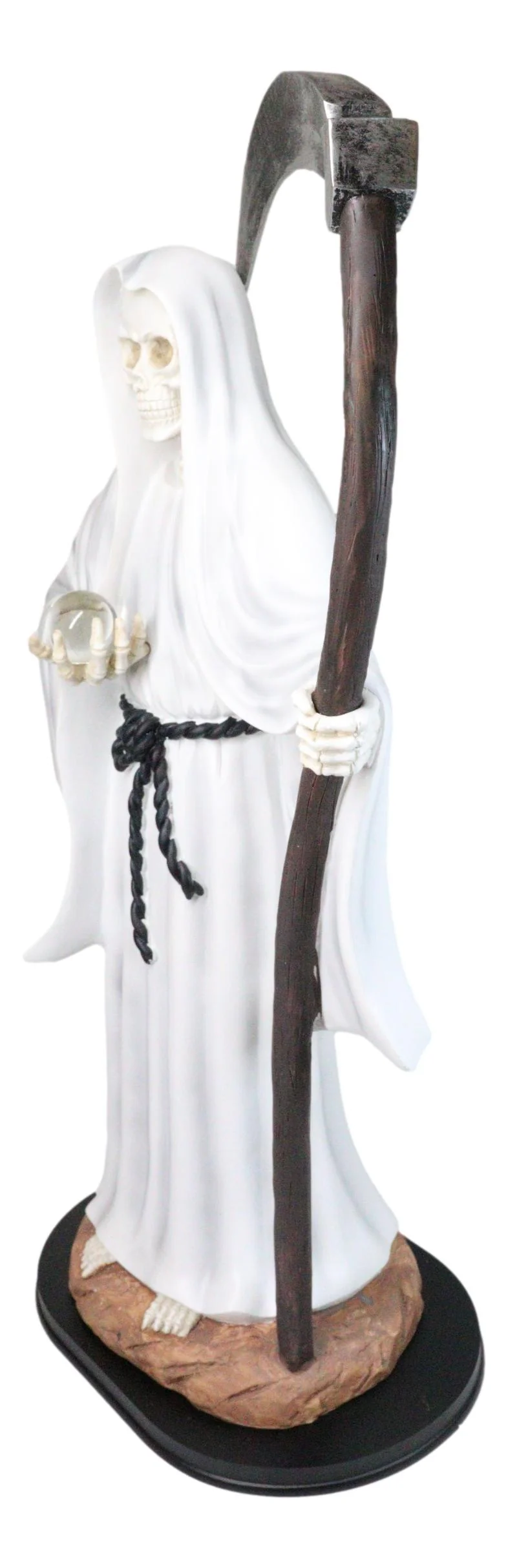 Large 2 Feet Tall Holy Death Santa Muerte Holding Scythe In White Robe Statue - Image 7