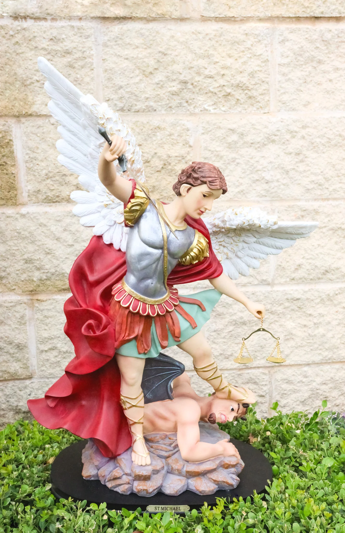 Large Archangel Saint Michael With Judgement Sword Crushing Satan Statue 24"H - Image 10