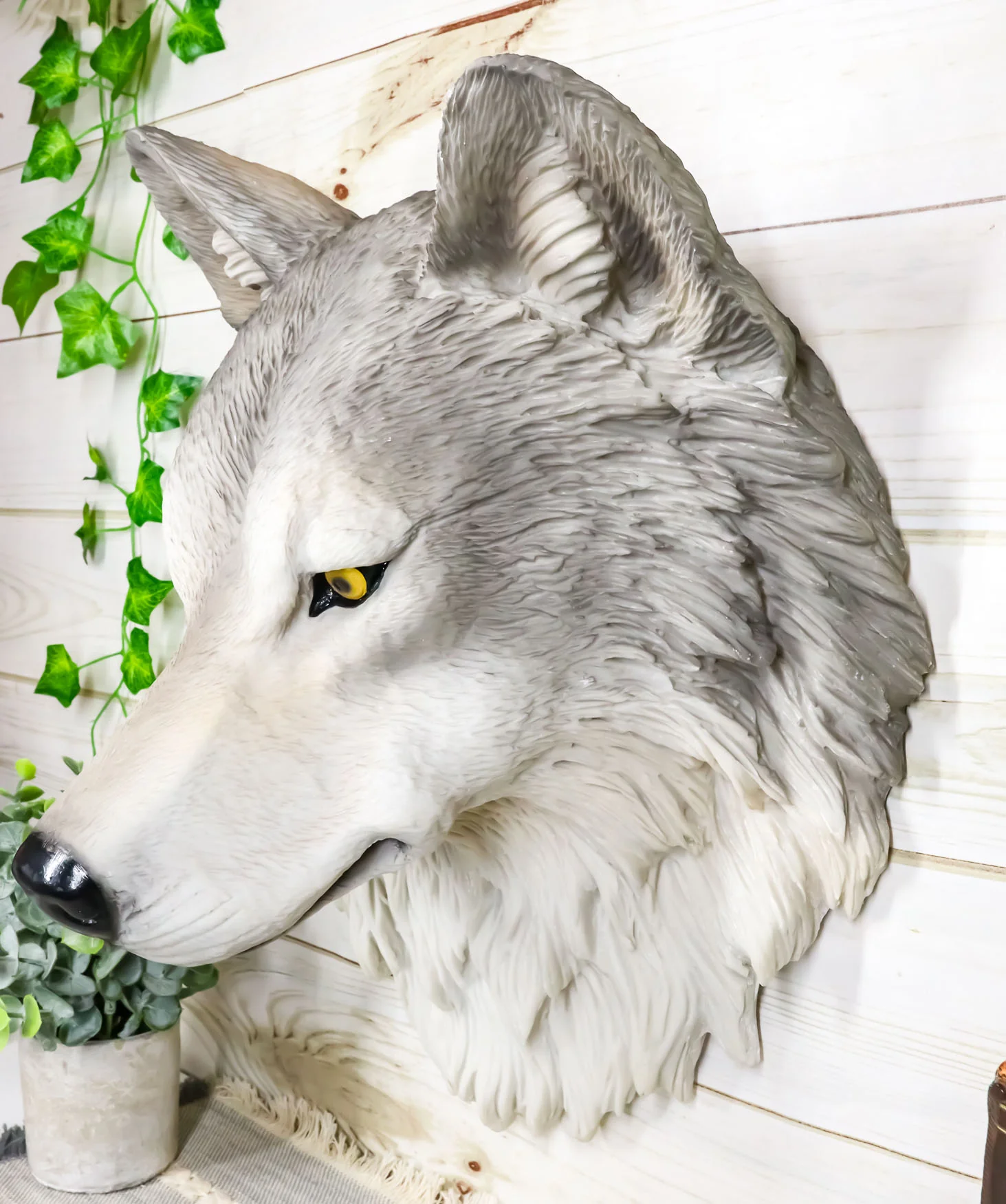 Ebros Large Fenrir Alpha Gray Wolf Head Wall Decor Plaque 14"Tall Art Decor - Image 8