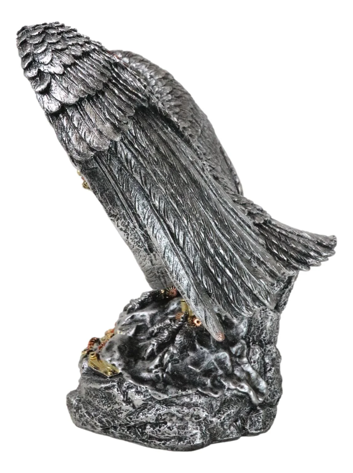 Large Geared Clockwork Steampunk Nano Cyborg Eagle with Open Wings Figurine - Image 3
