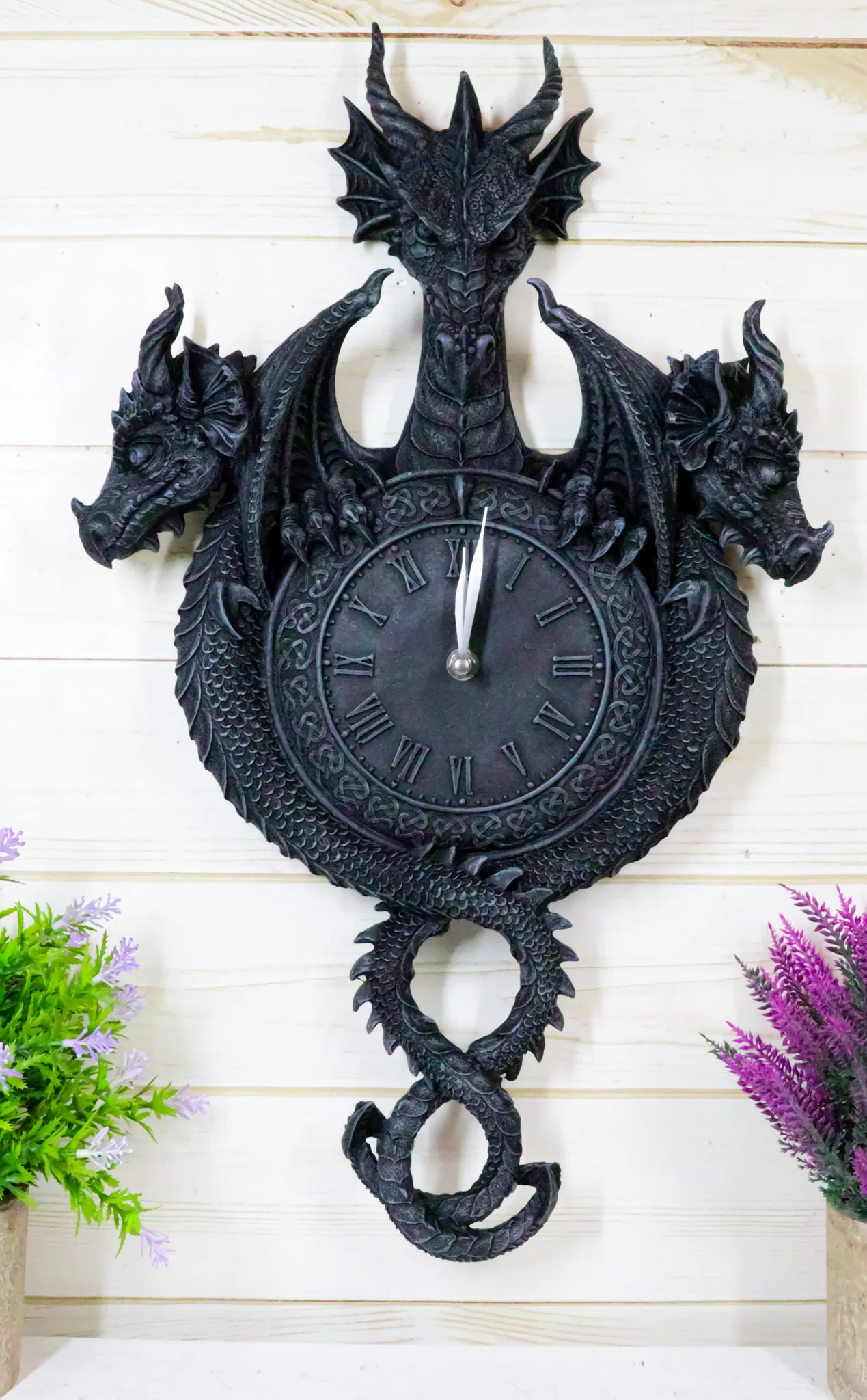Large Gothic Spiral Serpent Triple Dragon Overlords Time Sentinels Wall Clock - Image 11