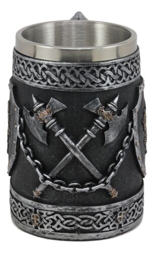 Large Medieval Coat Of Arms English Lion Heraldry Shields And Crossed Axes Mug - Image 3