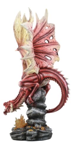 Ebros Large Red Volcano Dragon Crouching On Crystal Cavern Ruins With LED Light - Image 7