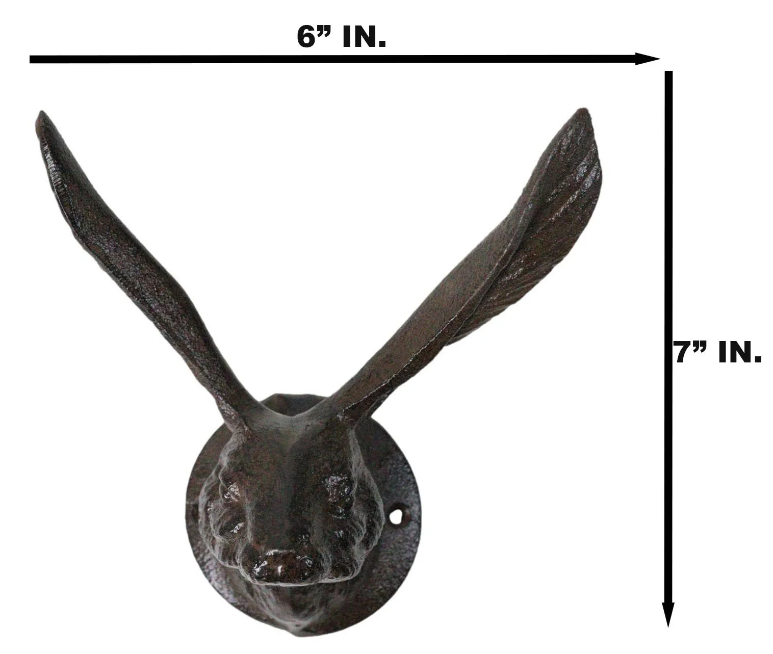 Large Rustic Cast Iron Whimsical Bunny Rabbit with Cute Ears Wall Hook Sculpture - Image 7