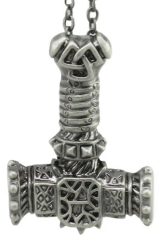 Legend of Asgard Norse Mythology Mjolnir Thor Hammer Pendant Pewter Necklace - Image 3