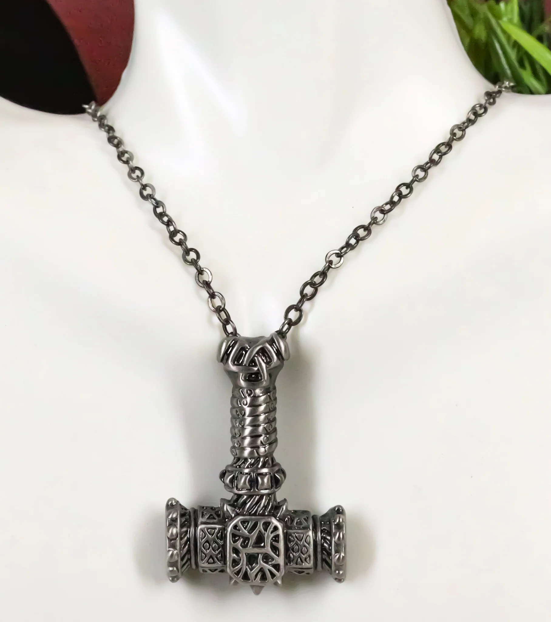Legend of Asgard Norse Mythology Mjolnir Thor Hammer Pendant Pewter Necklace - Image 8