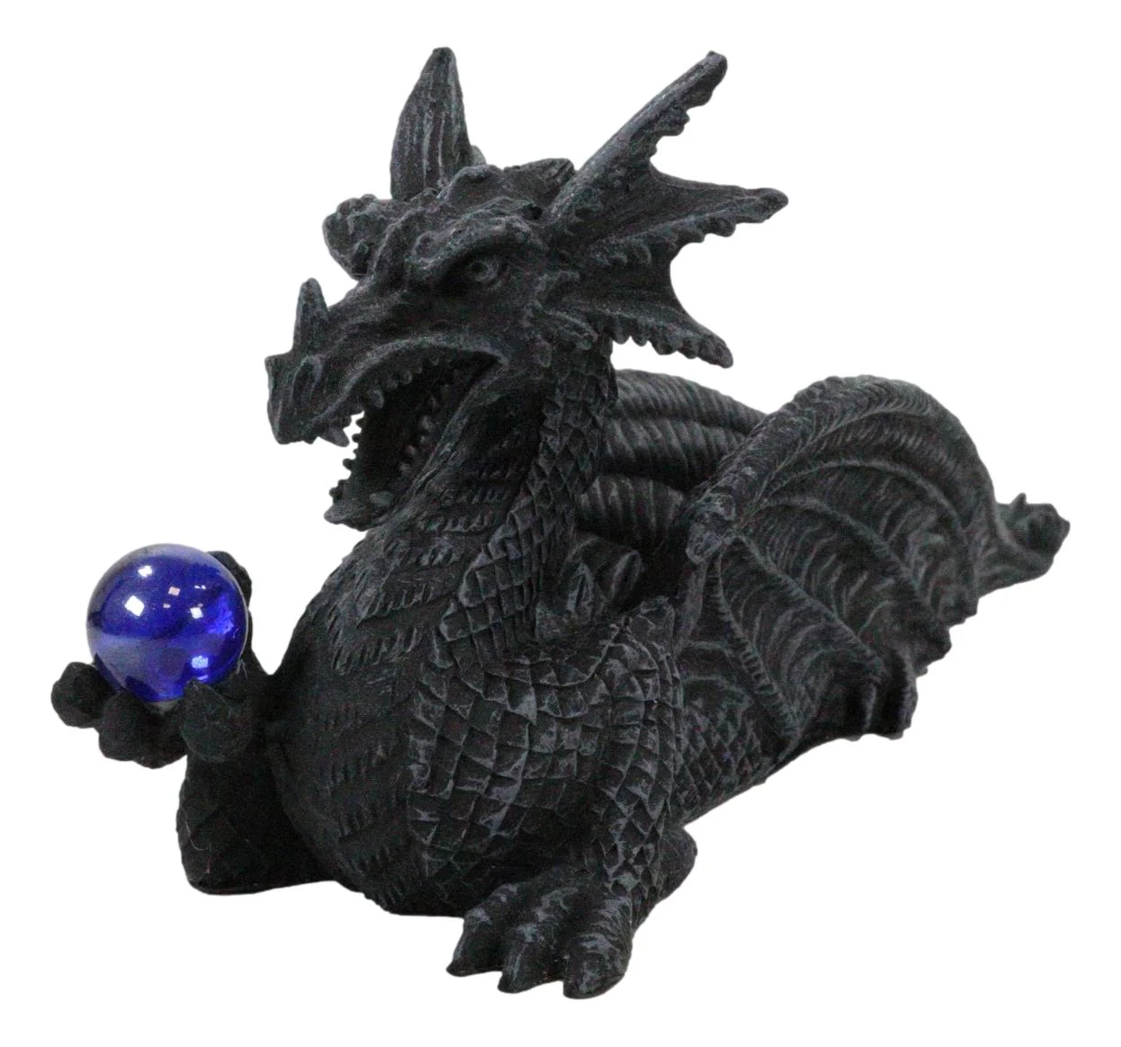 Leviathan Water Dragon Holding Blue Crystal Orb Incense Cone Holder Figurine - Image 3