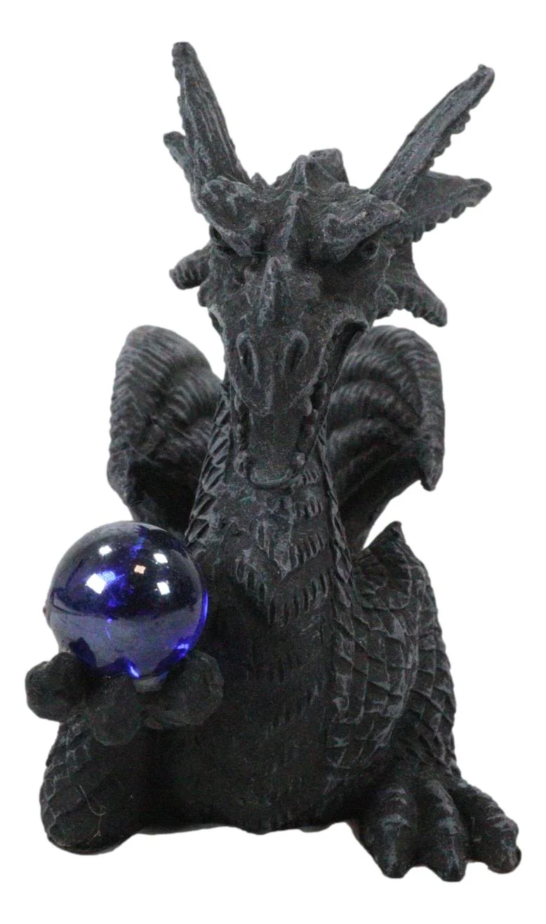 Leviathan Water Dragon Holding Blue Crystal Orb Incense Cone Holder Figurine - Image 4
