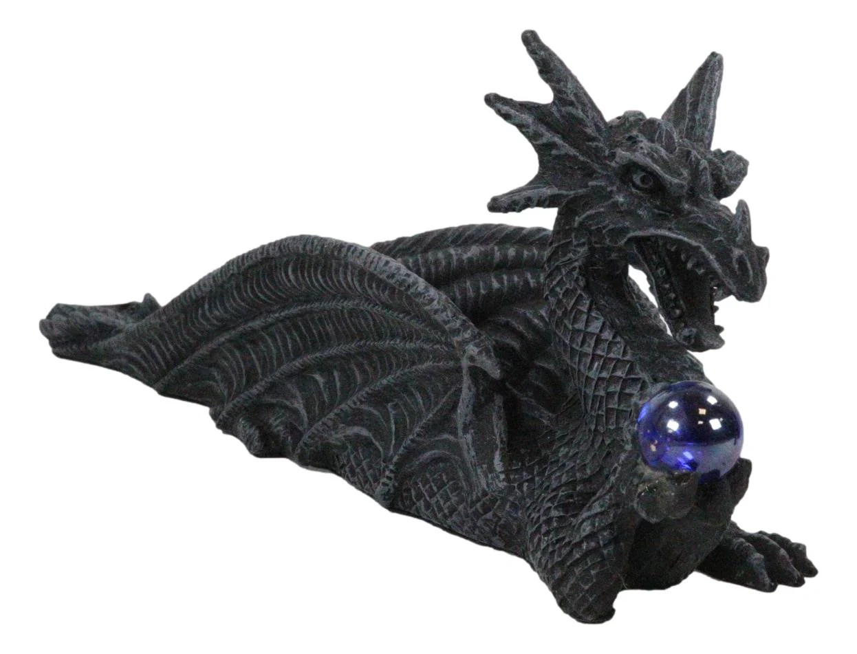 Leviathan Water Dragon Holding Blue Crystal Orb Incense Cone Holder Figurine - Image 6
