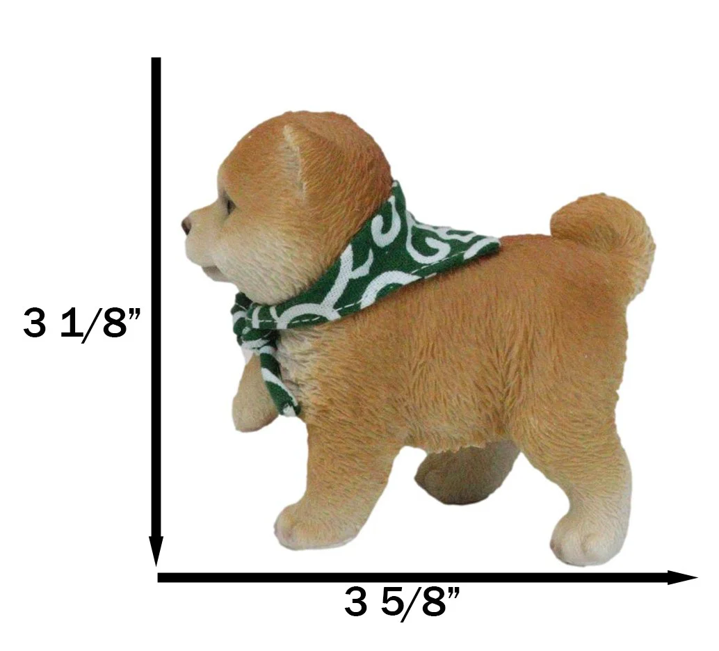 Lifelike Adorable Playful Japanese Shiba Inu Puppy Dog with Scarf Mini Figurine - Image 2