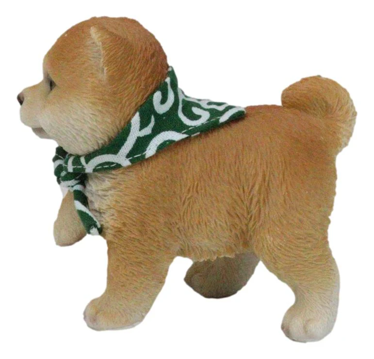 Lifelike Adorable Playful Japanese Shiba Inu Puppy Dog with Scarf Mini Figurine - Image 4