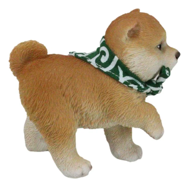 Lifelike Adorable Playful Japanese Shiba Inu Puppy Dog with Scarf Mini Figurine - Image 6