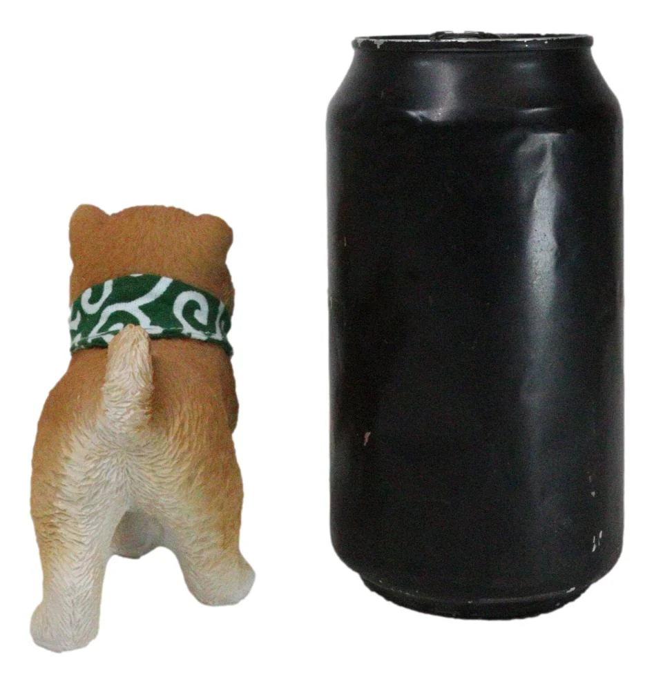 Lifelike Adorable Playful Japanese Shiba Inu Puppy Dog with Scarf Mini Figurine - Image 8