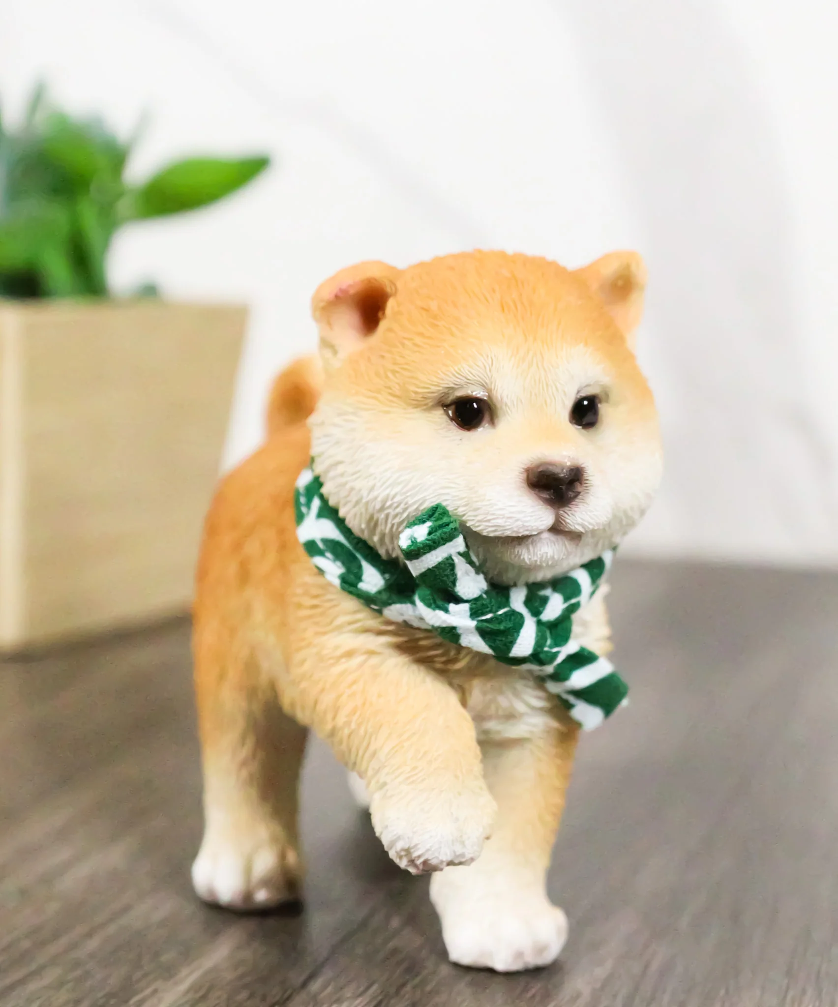 Lifelike Adorable Playful Japanese Shiba Inu Puppy Dog with Scarf Mini Figurine - Image 9