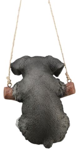 Lifelike Mini Schnauzer Puppy Macrame Branch Hanger 5.25"Tall With Jute Strings - Image 6