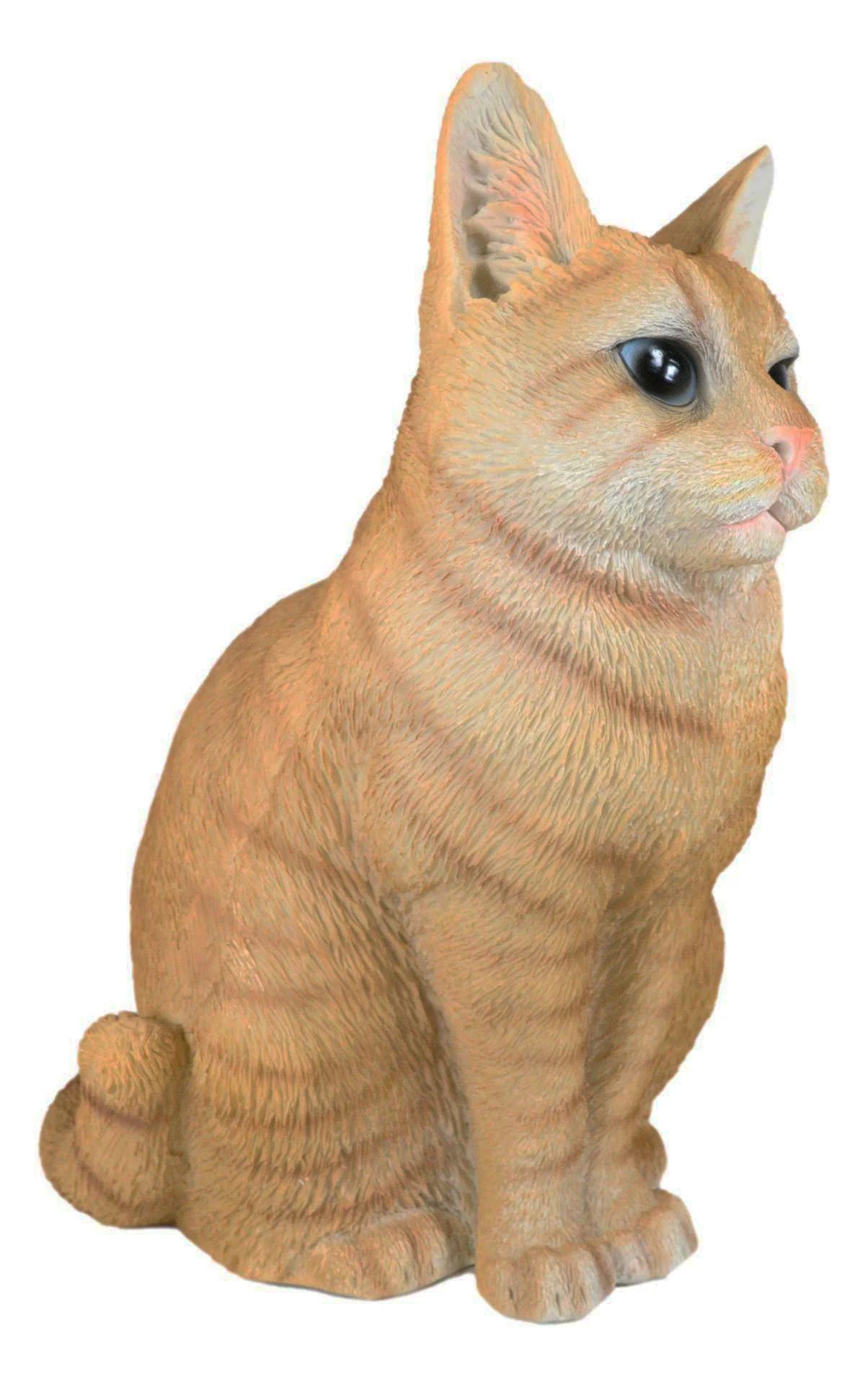 Lifelike Pet Pal Sitting Feline Striped Orange Tabby Cat Statue 12.75"Tall - Image 3