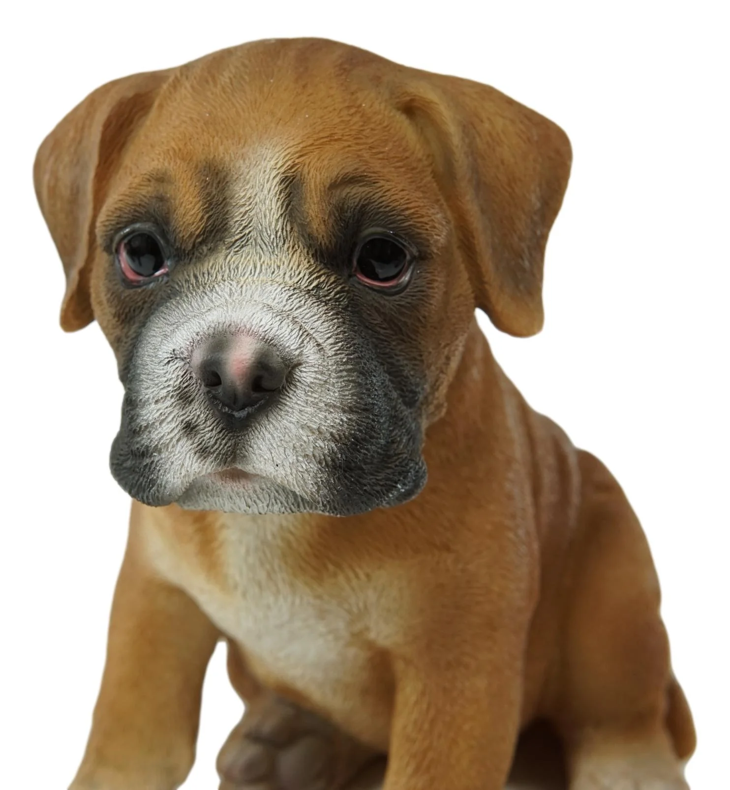 Ebros Lifelike Sitting Fawn Boxer Puppy Dog Figurine With Glass Eyes 6" H Pet Pal - Image 3