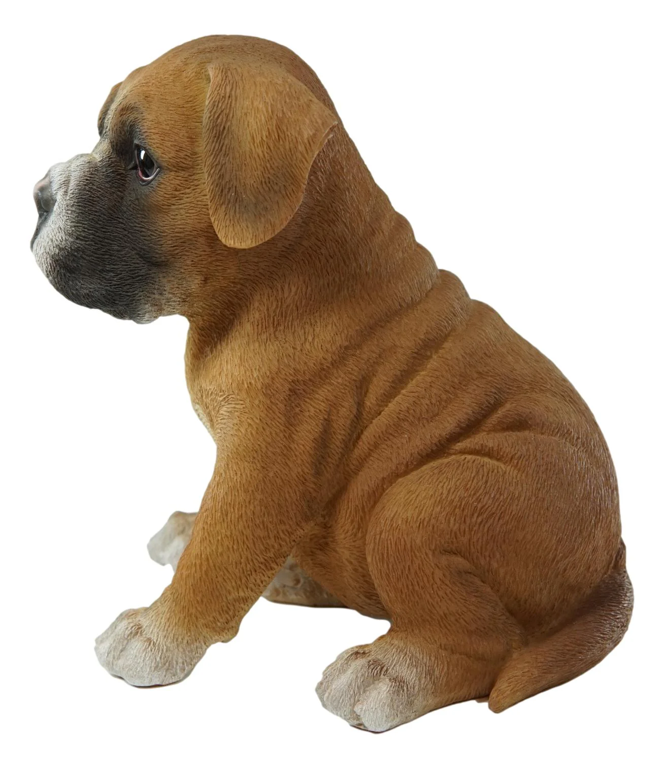 Ebros Lifelike Sitting Fawn Boxer Puppy Dog Figurine With Glass Eyes 6" H Pet Pal - Image 4