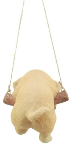 Lifelike Yellow Labrador Puppy Macrame Branch Hanger 5"Tall With Jute Strings - Image 2