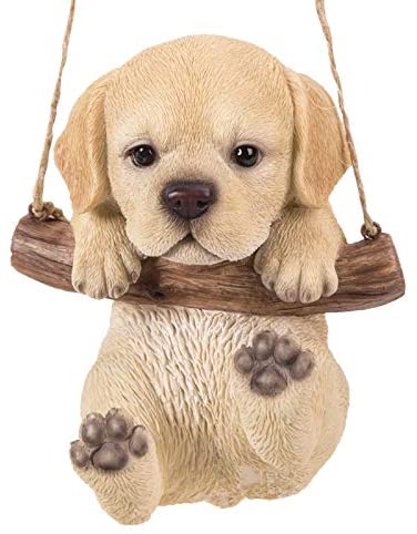 Lifelike Yellow Labrador Puppy Macrame Branch Hanger 5"Tall With Jute Strings - Image 3