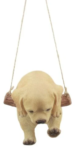 Lifelike Yellow Labrador Puppy Macrame Branch Hanger 5"Tall With Jute Strings - Image 5