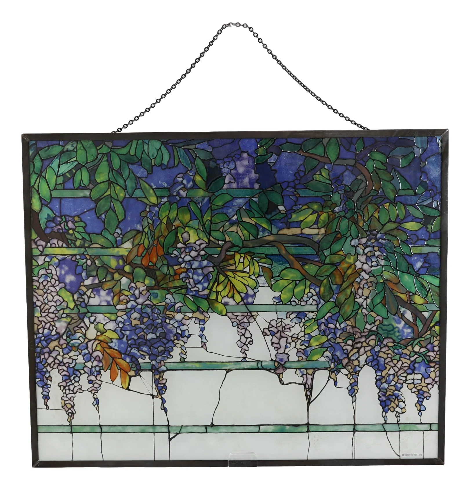 Louis Comfort Tiffany Wisteria Blossoms Stained Glass Wall Or Desktop Plaque - Image 7