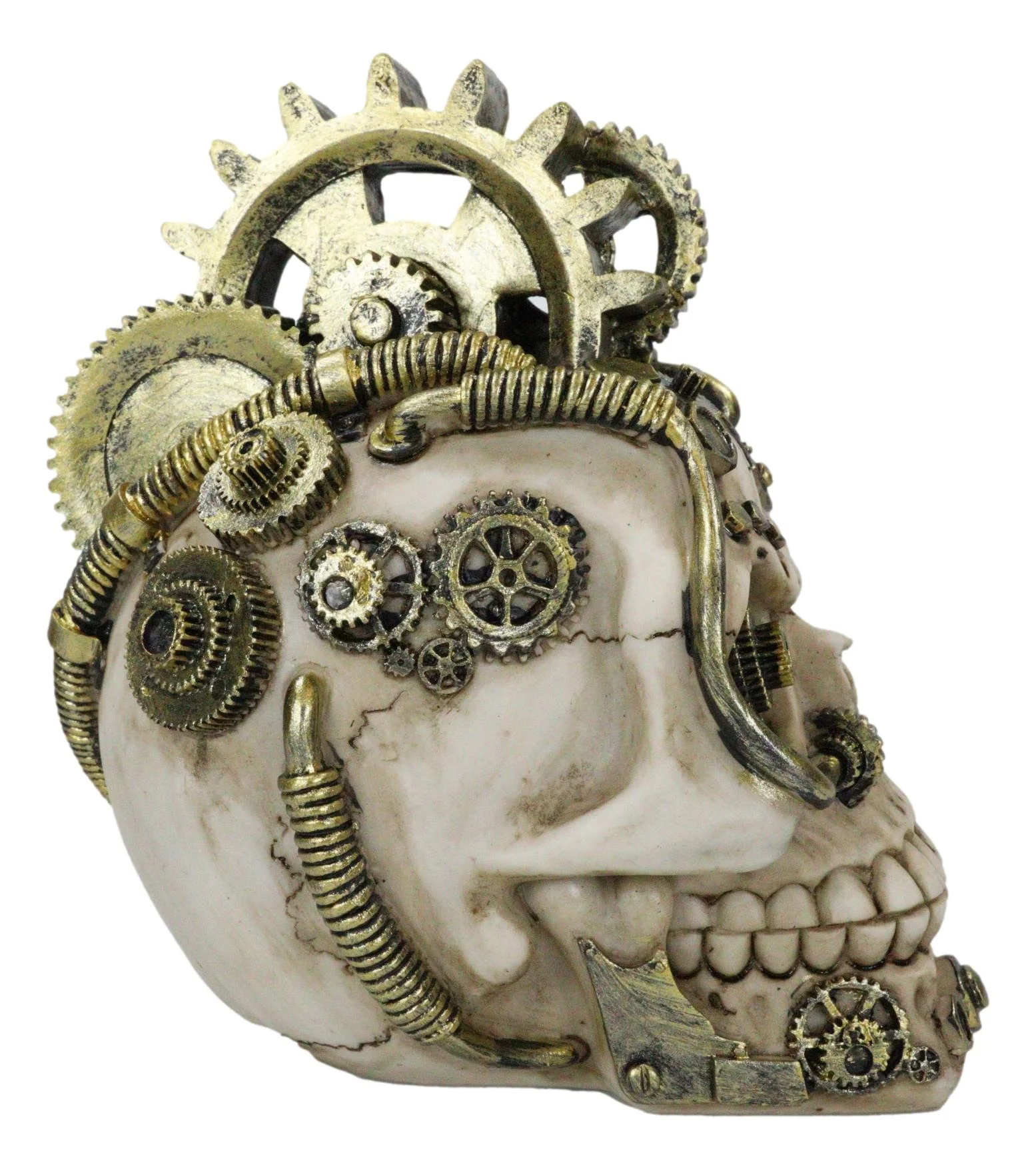 Mad Max Geared Mohawk Steampunk Cyborg Clockwork And Pipes Punk Skull Figurine - Image 2