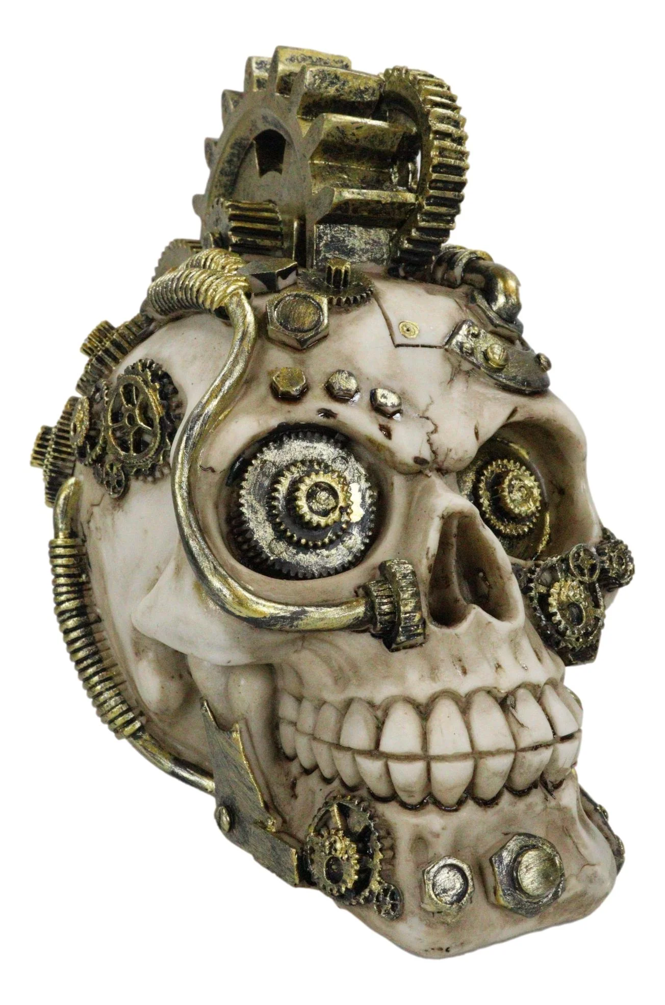 Mad Max Geared Mohawk Steampunk Cyborg Clockwork And Pipes Punk Skull Figurine - Image 3