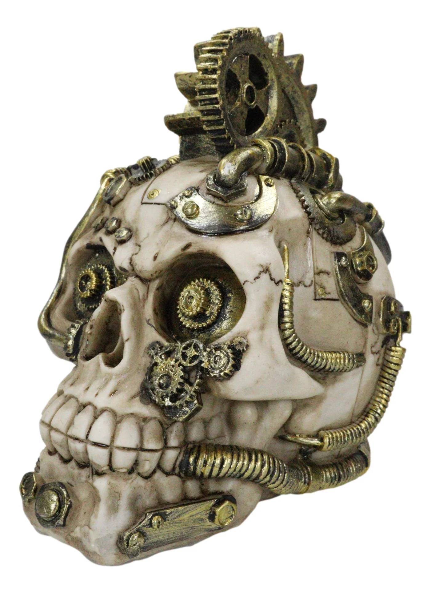 Mad Max Geared Mohawk Steampunk Cyborg Clockwork And Pipes Punk Skull Figurine - Image 4
