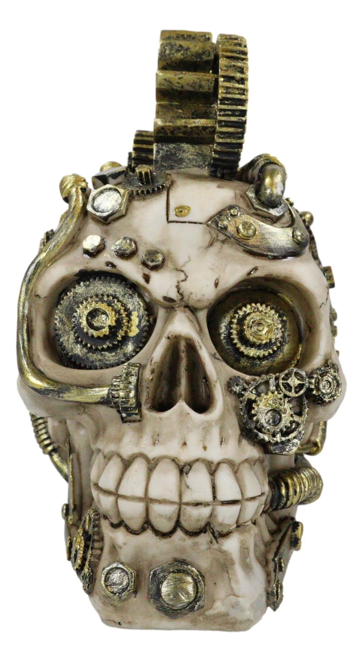 Mad Max Geared Mohawk Steampunk Cyborg Clockwork And Pipes Punk Skull Figurine - Image 5