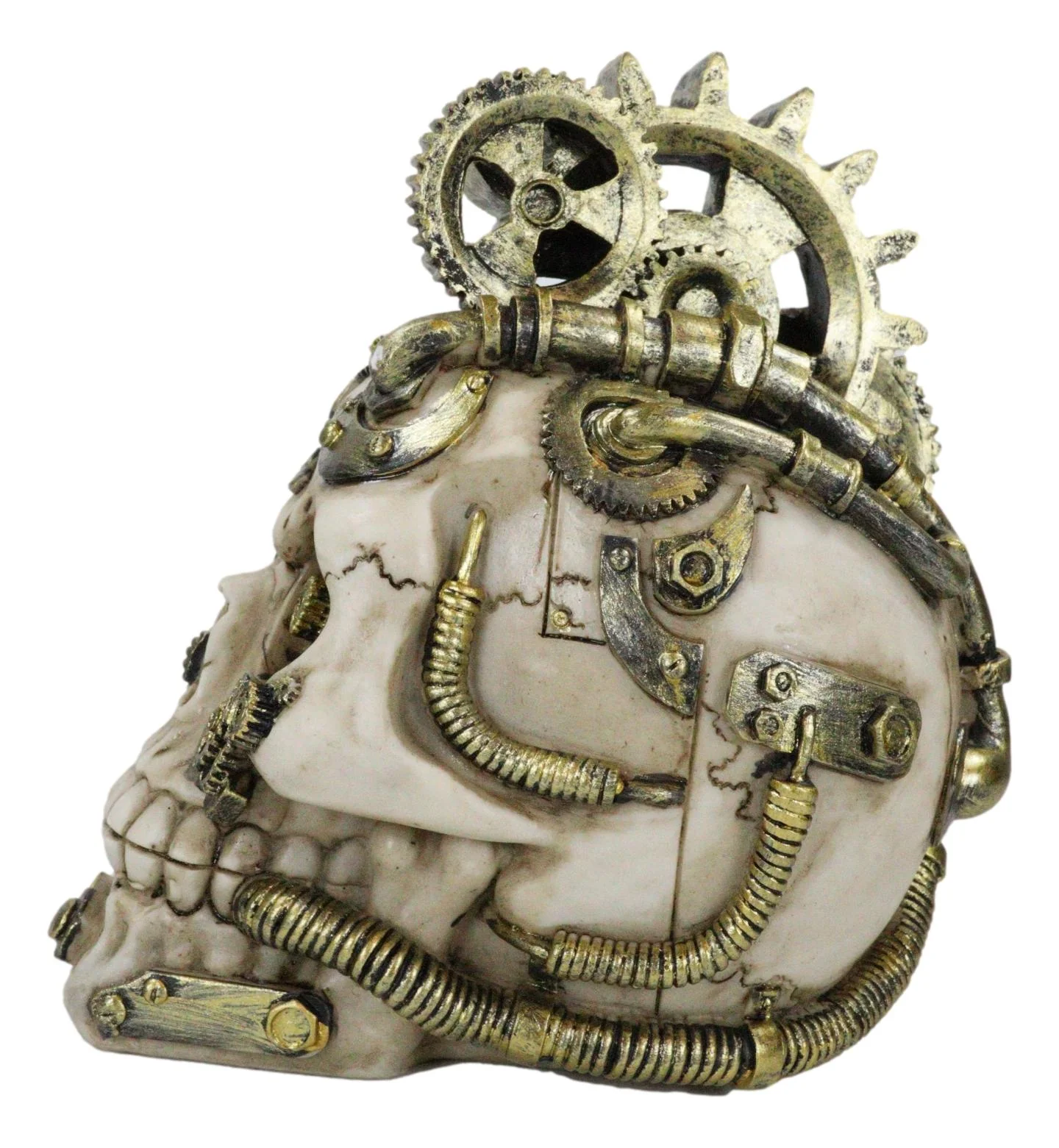 Mad Max Geared Mohawk Steampunk Cyborg Clockwork And Pipes Punk Skull Figurine - Image 6