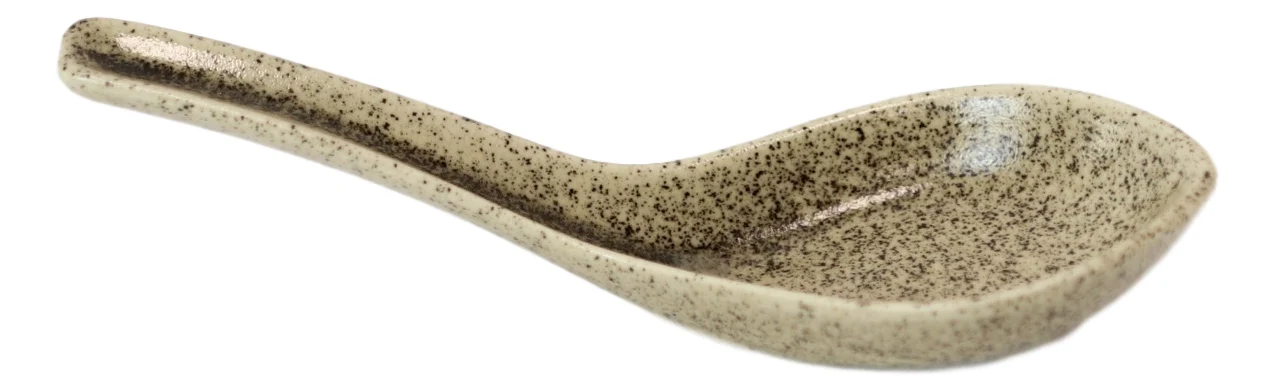 Ebros Made In Japan Modern Glazed Ceramic Sandstone Brown Soup Spoons Set Of 6 - Image 4