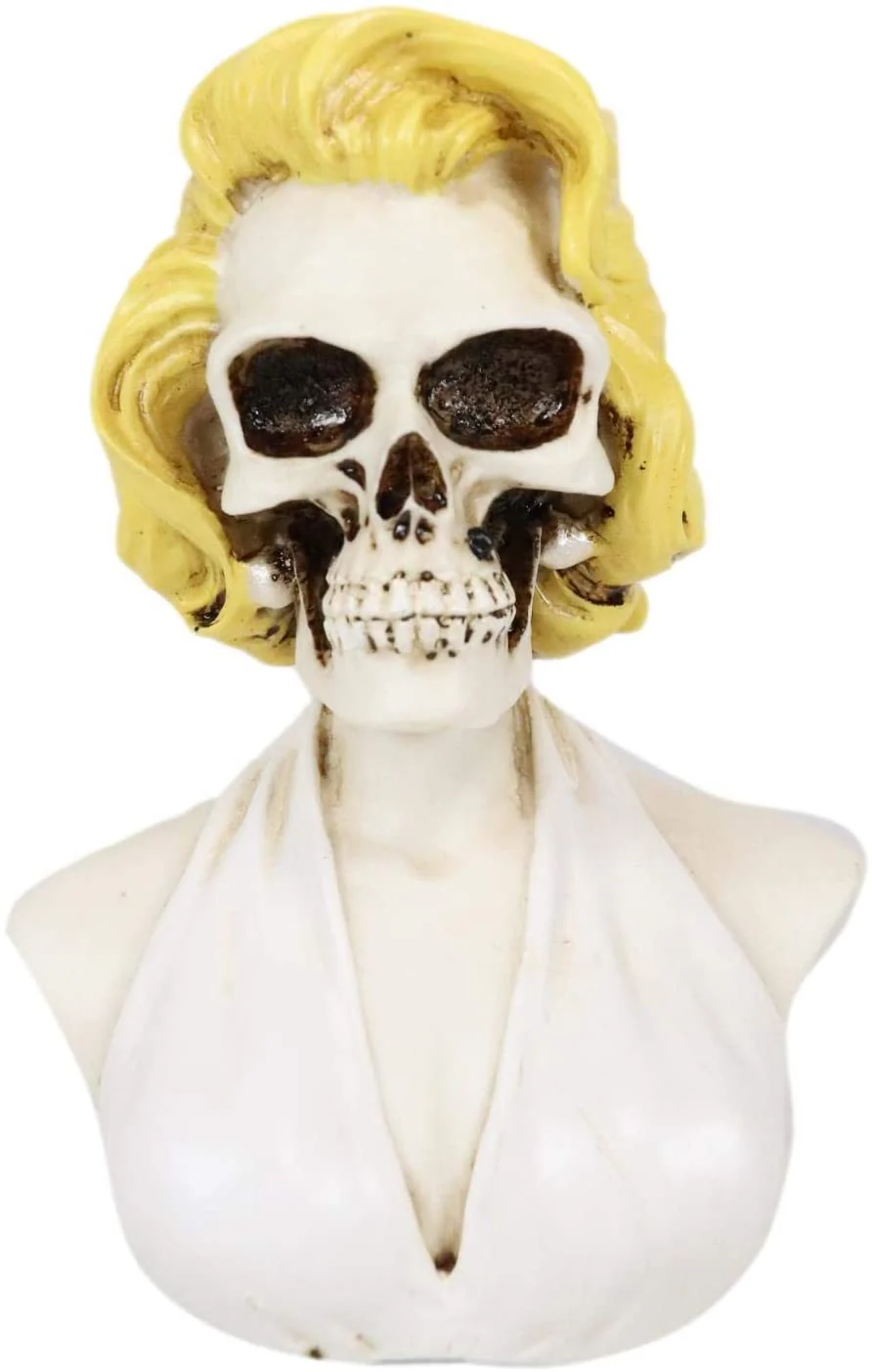 Ebros Day of The Dead Sugar Skull Blonde Marilyn In Iconic White Dress Figurine - Image 4