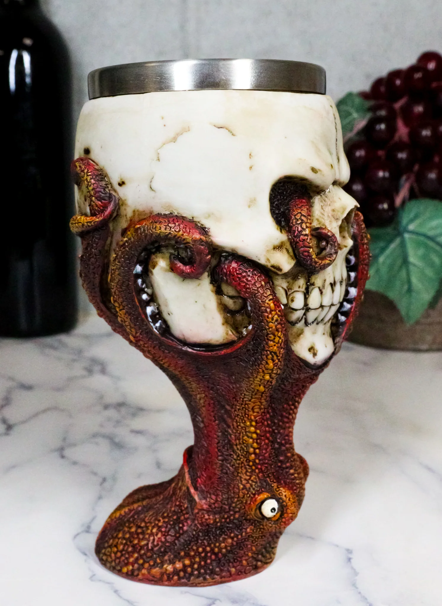 Marine Sea Cthulhu Octopus With Tentacles Wrecking Skull Wine Goblet Chalice - Image 8