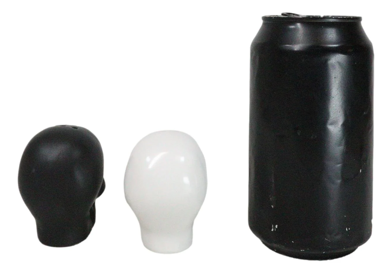 Matte Black And White Sugar Skulls Salt And Pepper Shakers Set Ceramic - Image 8