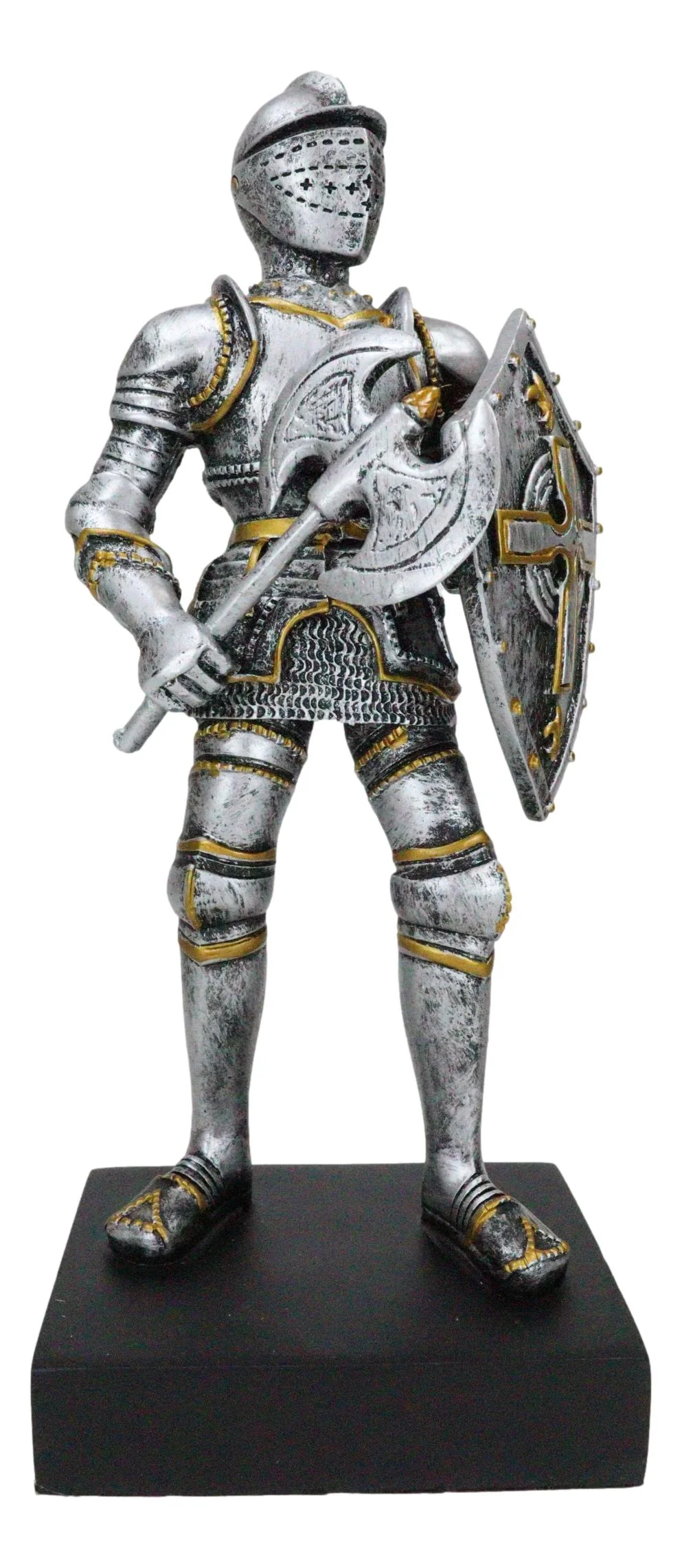 Medieval Armory Valiant Crusader Knight Of Cross With Axe And Shield Figurine - Image 2