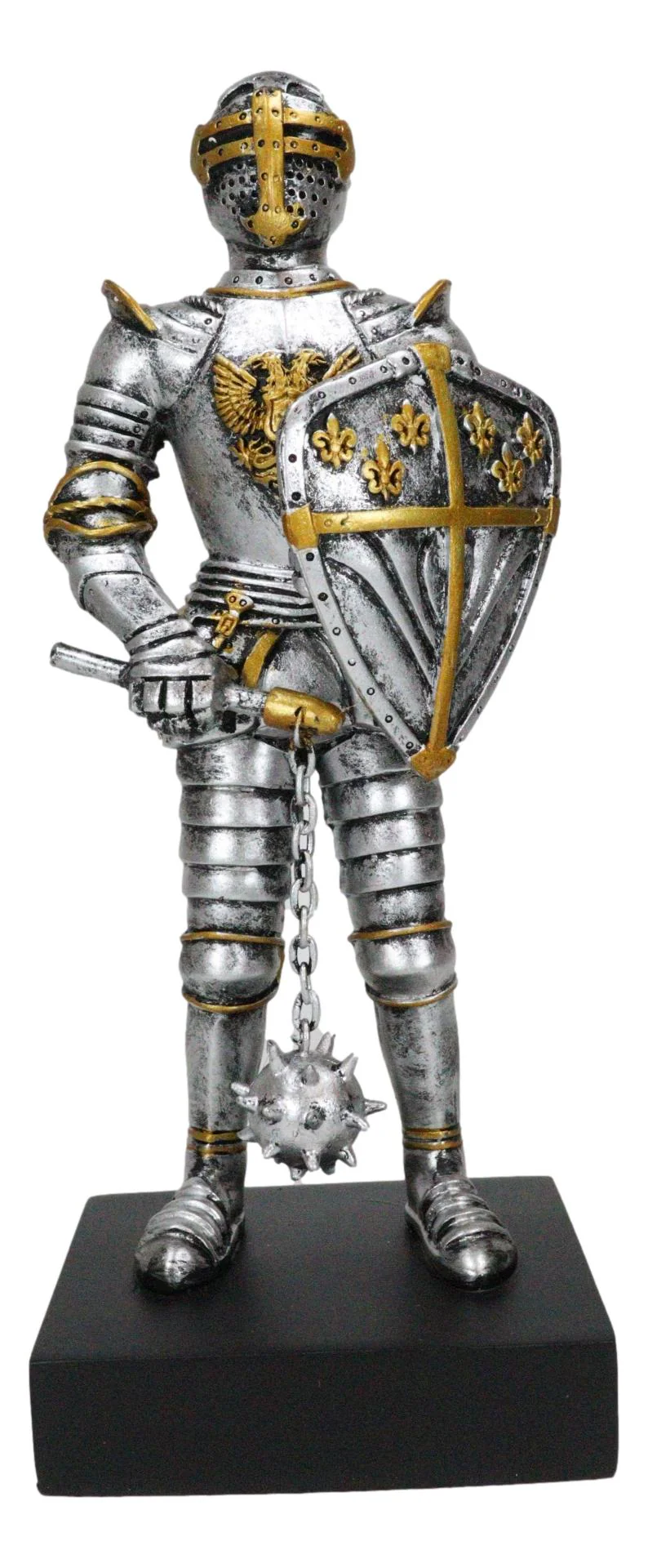 Medieval Eagle Heraldry Knight Crusader Le Fleur Shield And Mace Flail Figurine - Image 2