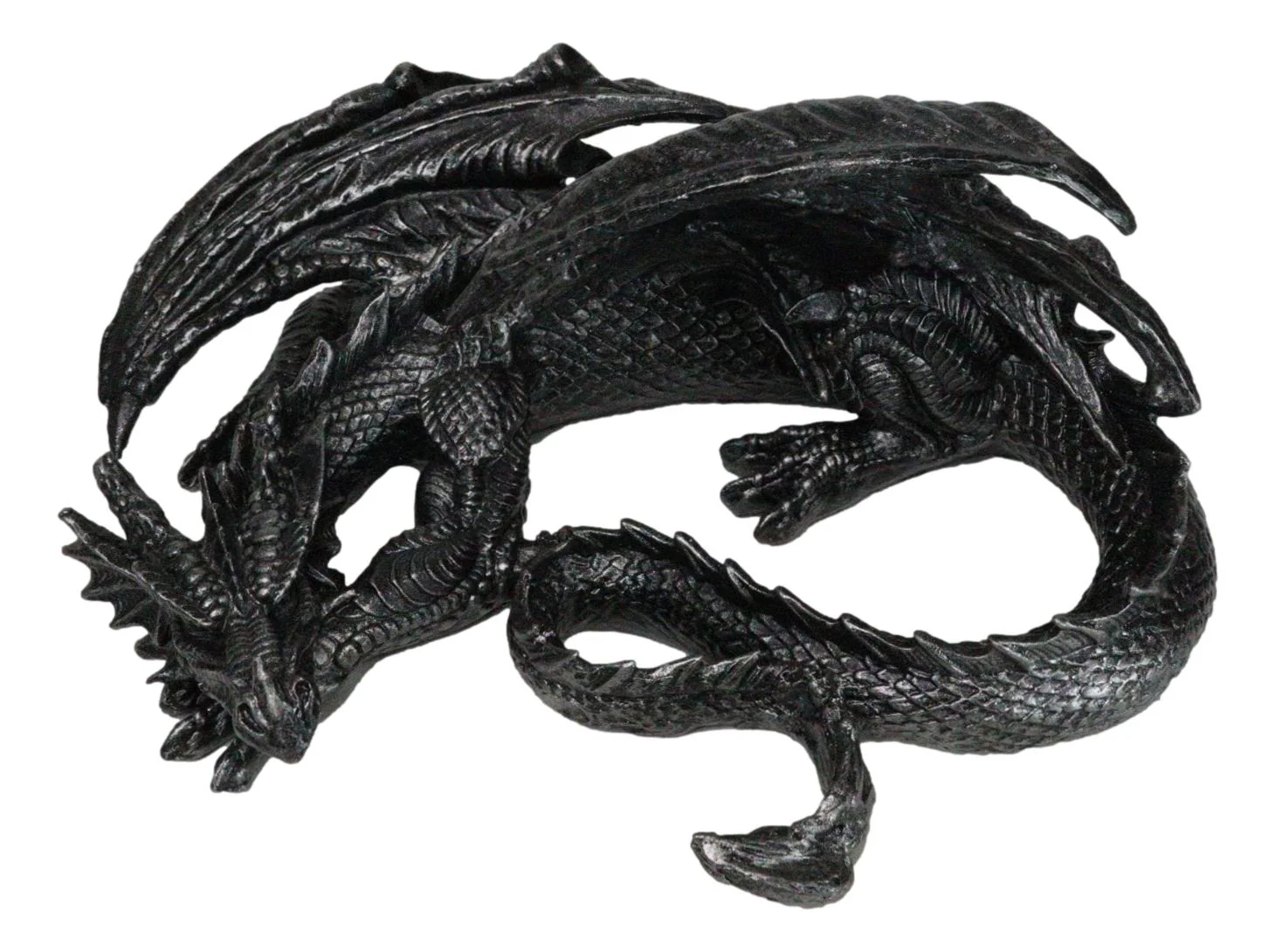 Medieval Fantasy Horned Black Soma Dragon At Repose Collectible Figurine 11"L - Image 4