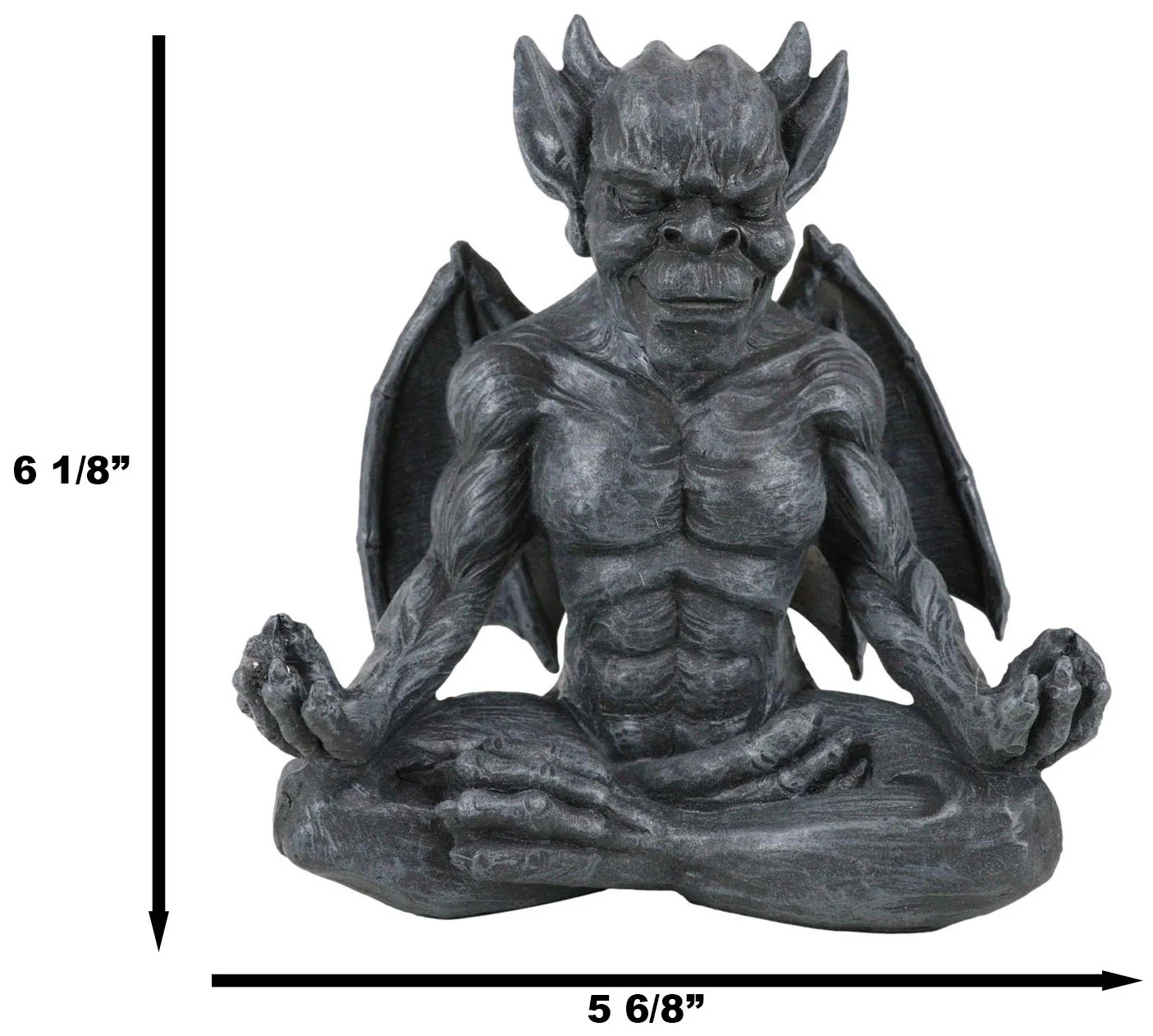 Medieval Gothic Horned Demonic Gargoyle With Wings in Yoga Meditation Figurine - Image 3