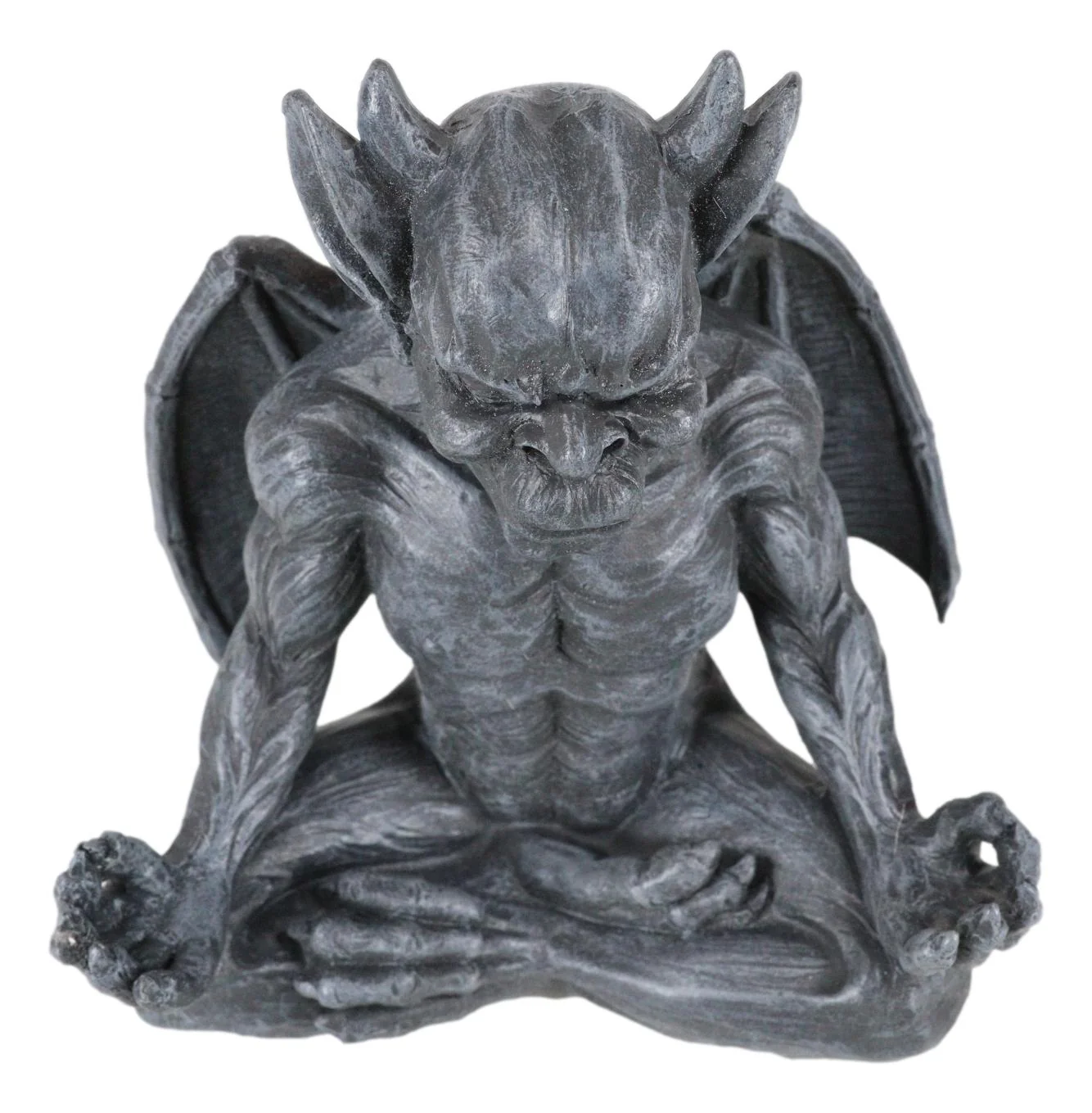 Medieval Gothic Horned Demonic Gargoyle With Wings in Yoga Meditation Figurine - Image 5