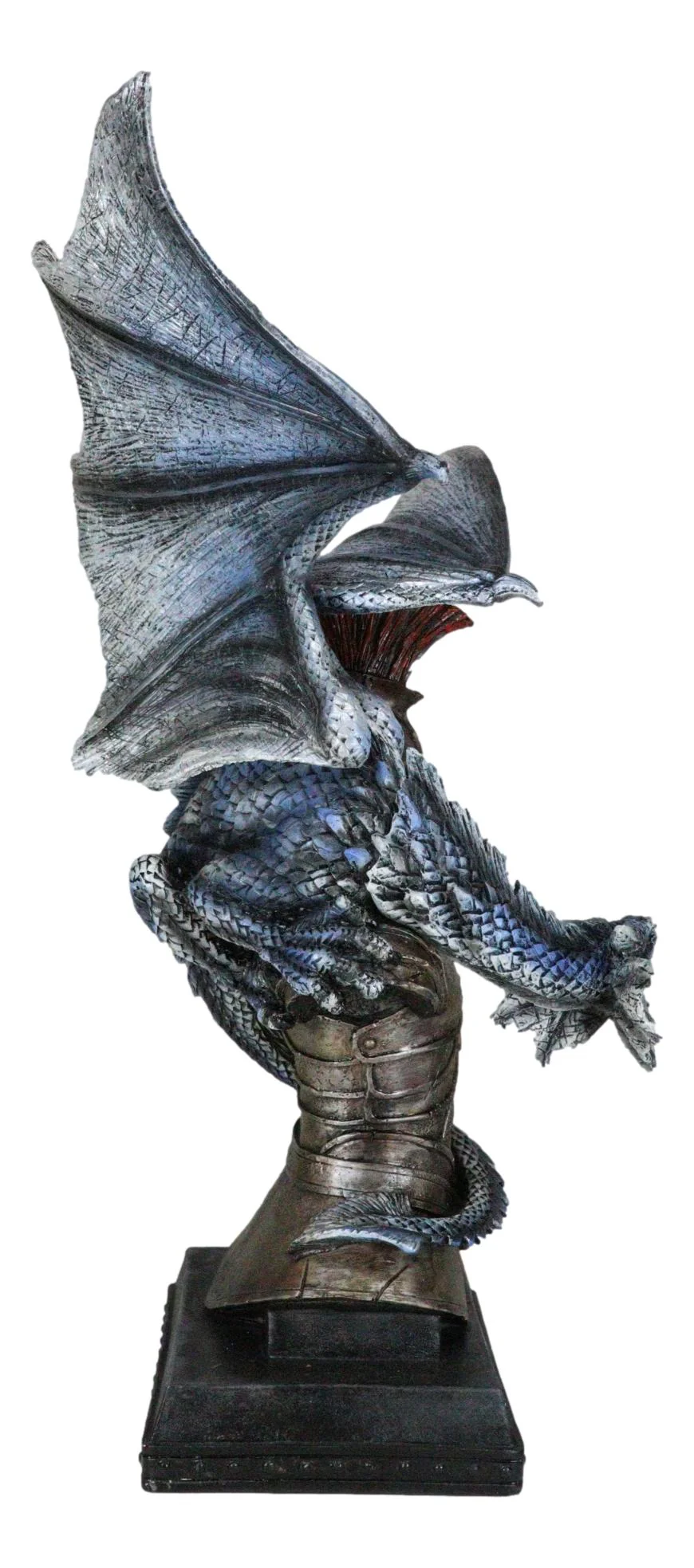 Medieval Paladin Warrior Suit Of Armor Centurion Helmet Blue Dragon Figurine - Image 5