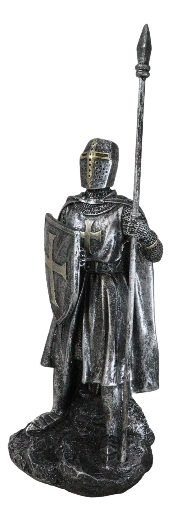 Medieval Suit Of Armor Crusader Knight With Spear Javelin And Shield Figurine - Image 2