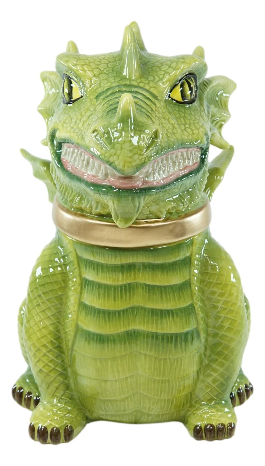 Ebros Medieval Vigilante Fantasy Green Dragon Warrior Ceramic Cookie Jar Figurine 10"H - Image 3