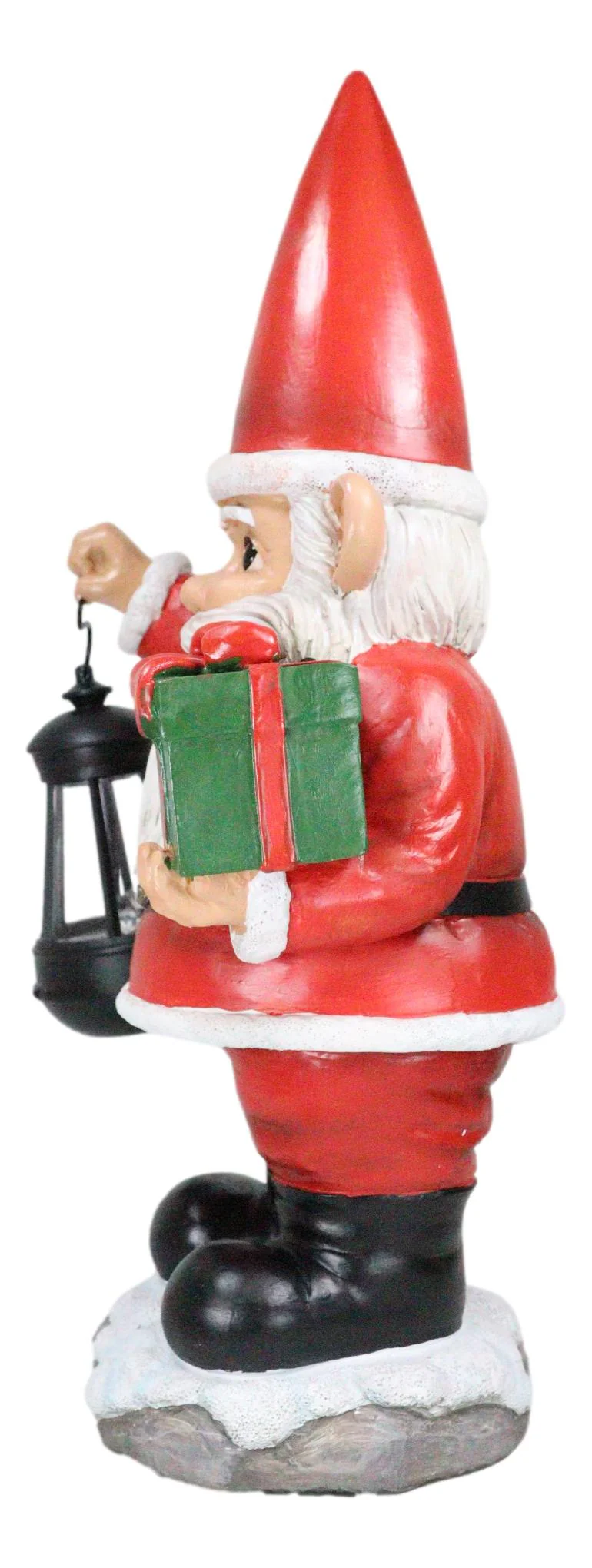 Merry Christmas Santa Claus Holding Gift And Solar Colorful LED Lantern Statue - Image 2