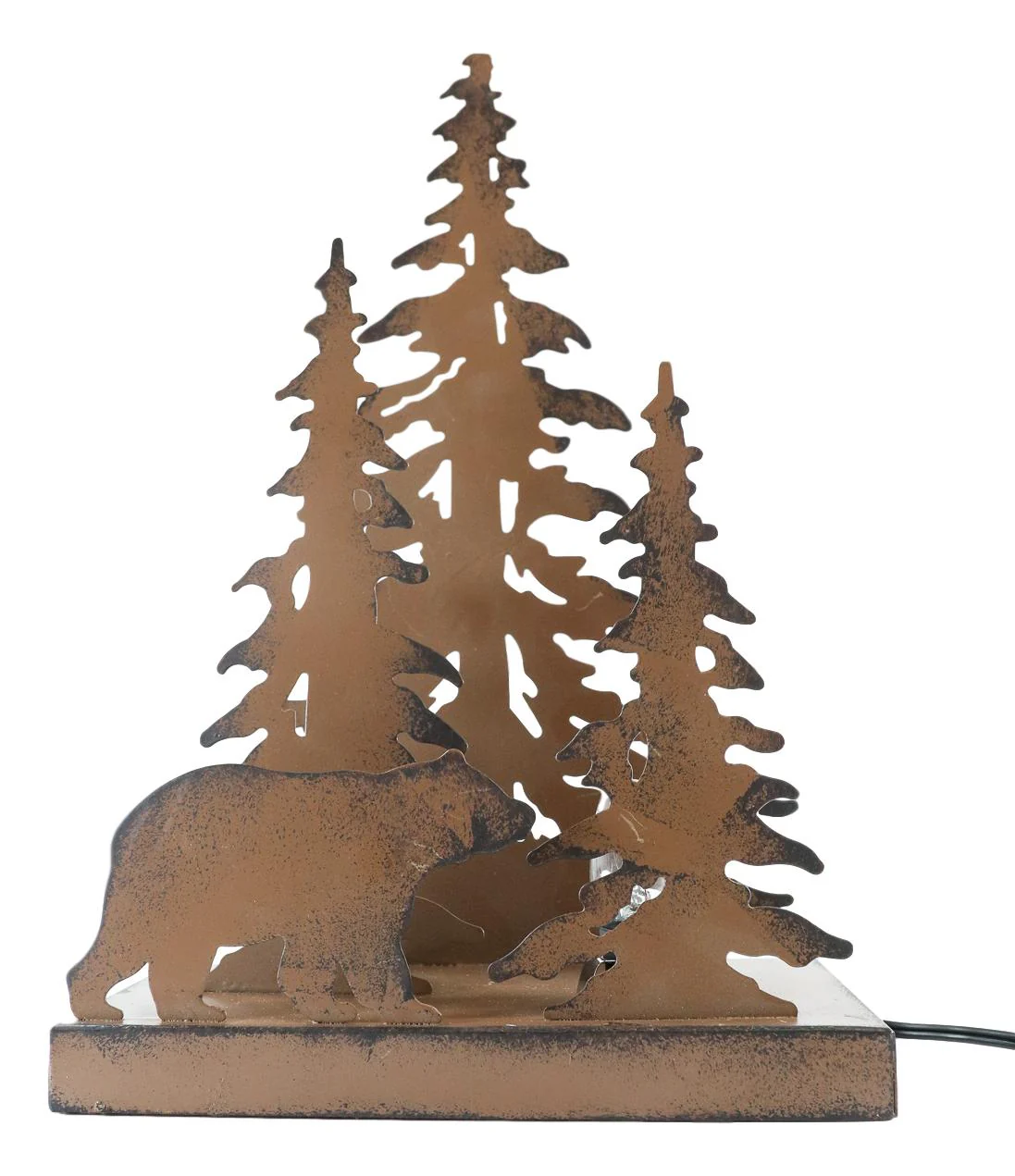 Ebros Metal Art Rustic Forest Black Bear By Pine Trees Night Light Lamp Sculpture - Image 4
